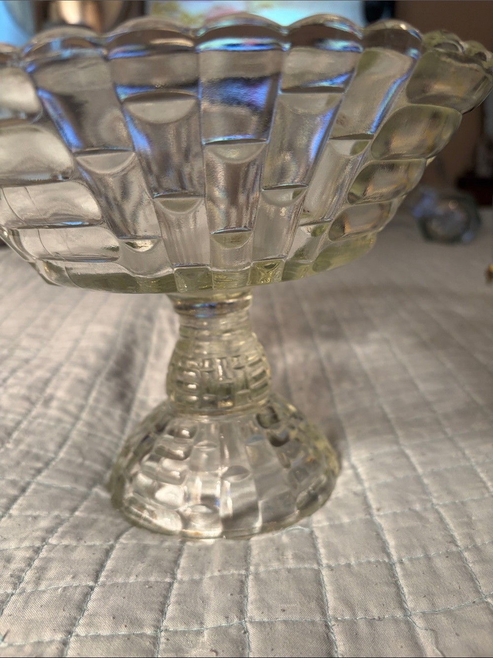 Vintage Clear Glass Compote Pedestal Vase - Picture 9 of 10